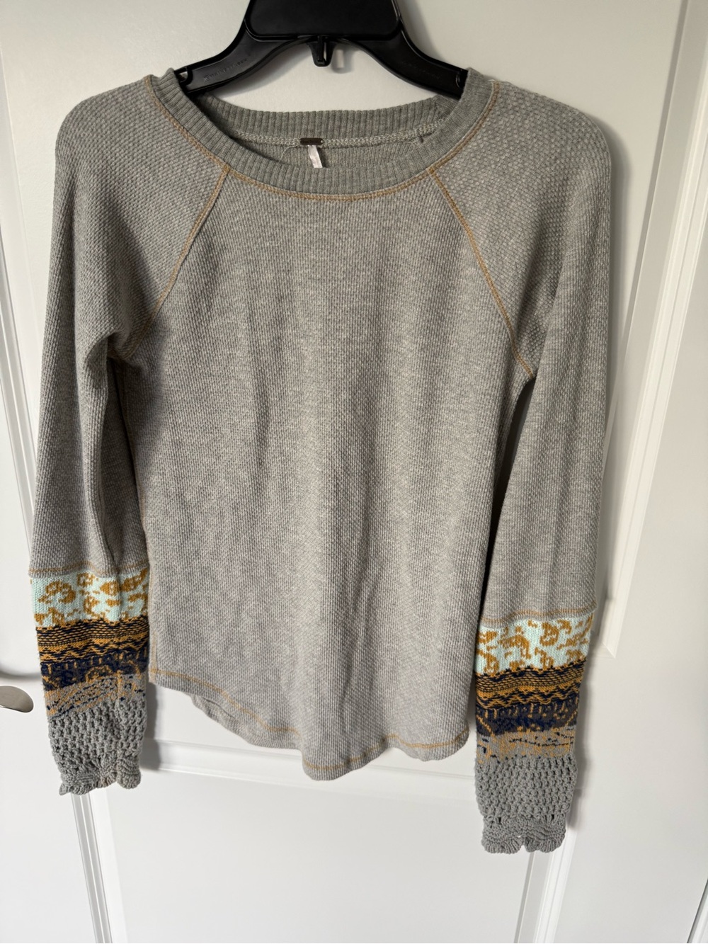 Free People Crochet Cuff Thermal Long Sleeve Size Large